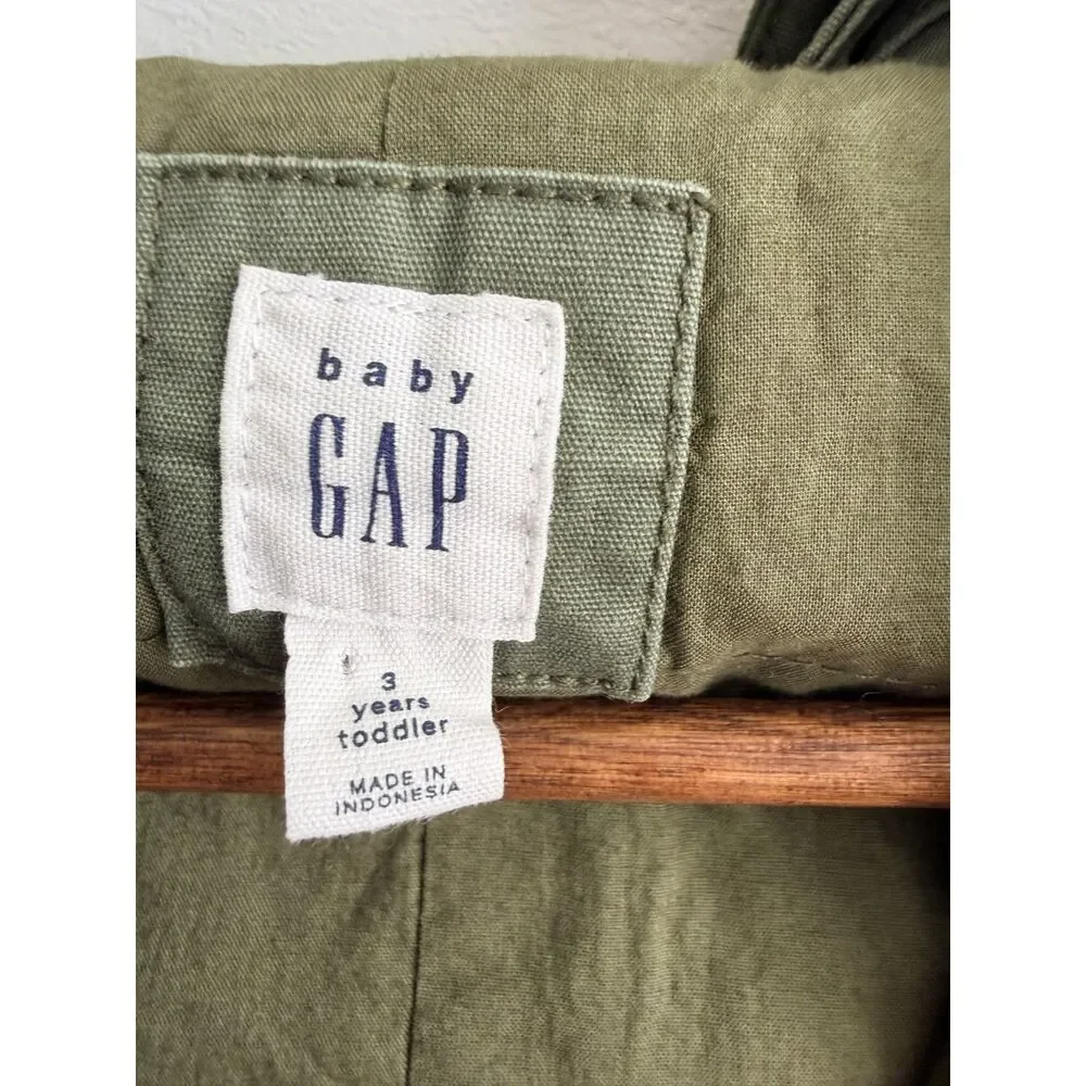 Baby Gap Toddler 3 Years Olive Green Faux Fur Hood Utility Parka Jacket